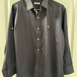 Burberry Button Up Long-Sleeve Shirt | Dark Blue | L
